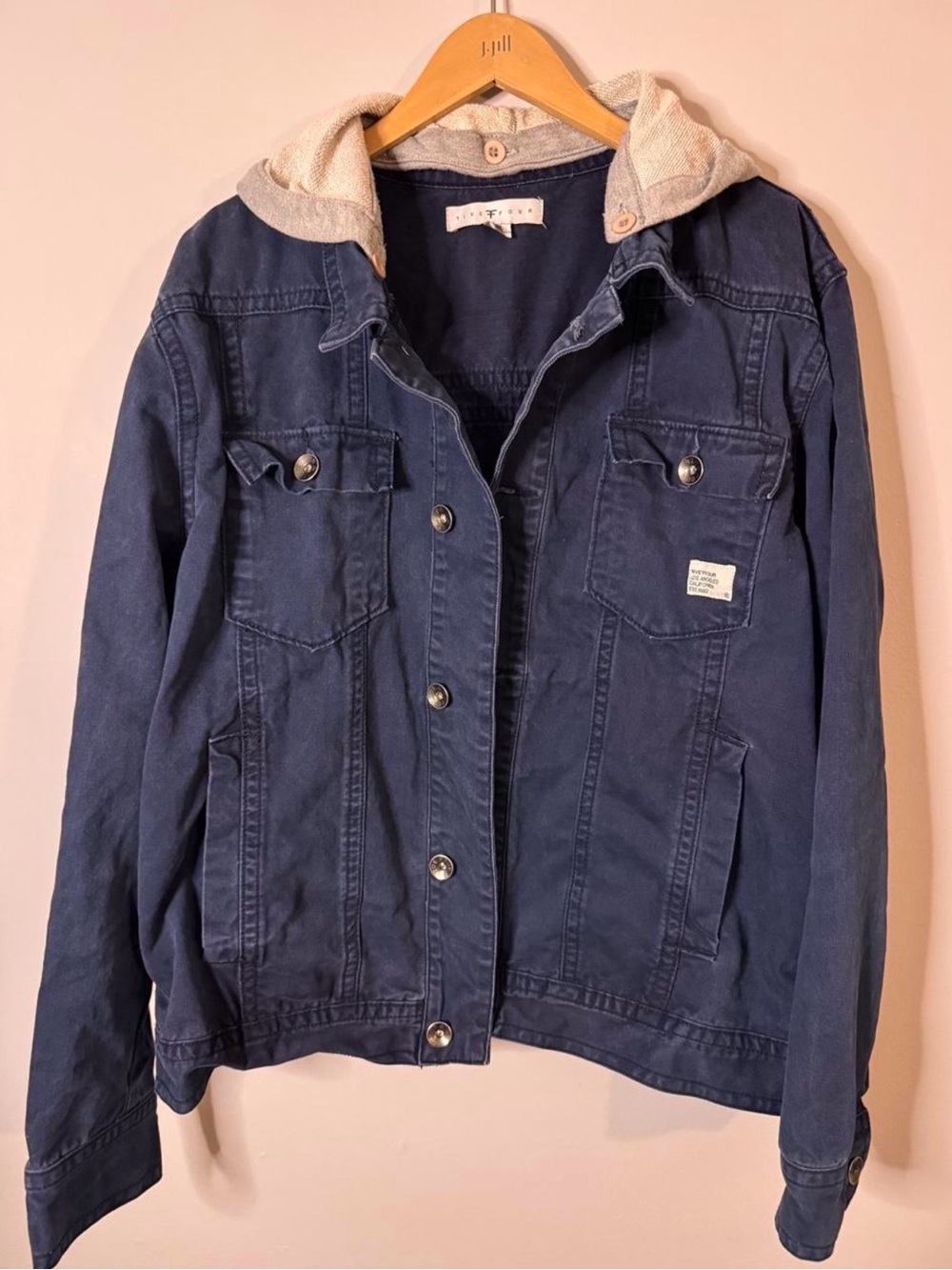 Five Four Blue Hooded Denim Trucker Jacket Mens 3XL Big & Tall Layered